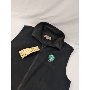 NWT VTG Starbucks Microfleece Full Zip Vest Uniform Coffee Sweater Large